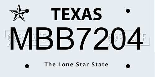 MBB7204 Texas License Plate