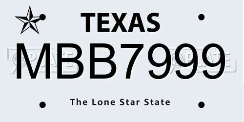 MBB7999 Texas License Plate