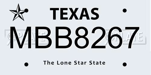 MBB8267 Texas License Plate