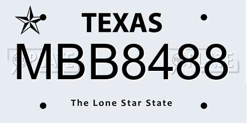 MBB8488 Texas License Plate
