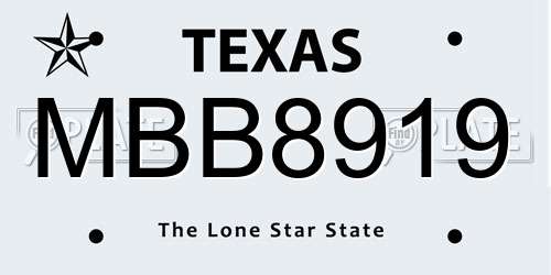 MBB8919 Texas License Plate