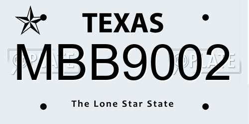 MBB9002 Texas License Plate