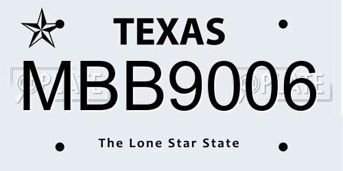 MBB9006 Texas License Plate