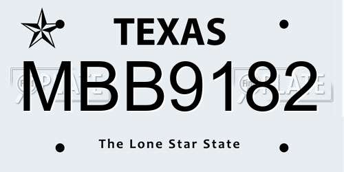 MBB9182 Texas License Plate