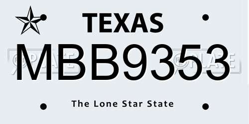 MBB9353 Texas License Plate