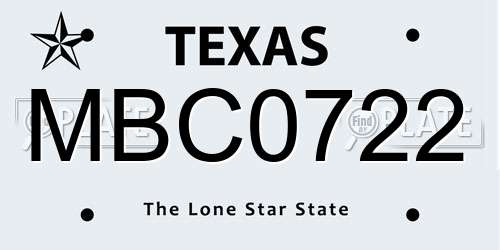 MBC0722 Texas License Plate