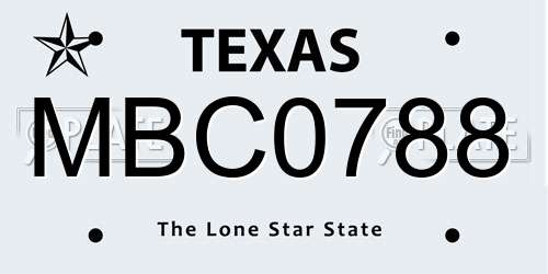 MBC0788 Texas License Plate
