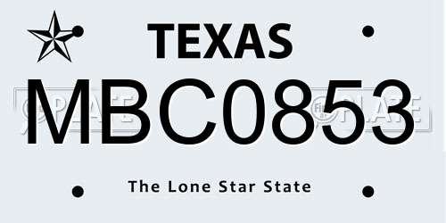 MBC0853 Texas License Plate