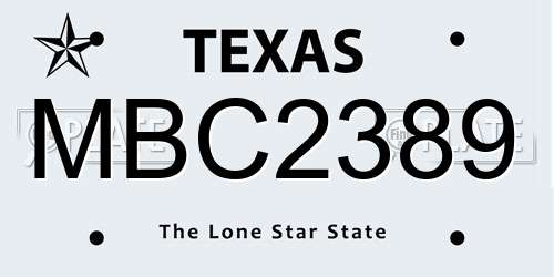 MBC2389 Texas License Plate