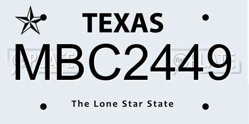 MBC2449 Texas License Plate