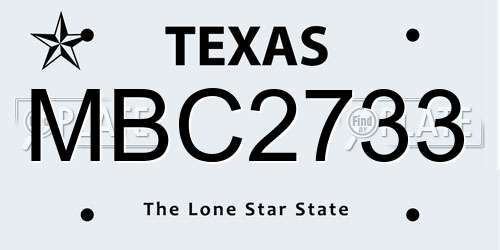 MBC2733 Texas License Plate