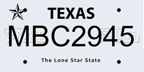 MBC2945 Texas License Plate