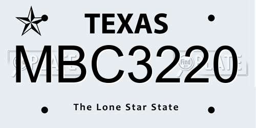 MBC3220 Texas License Plate