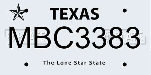 MBC3383 Texas License Plate