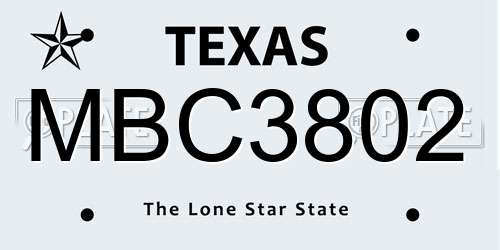 MBC3802 Texas License Plate