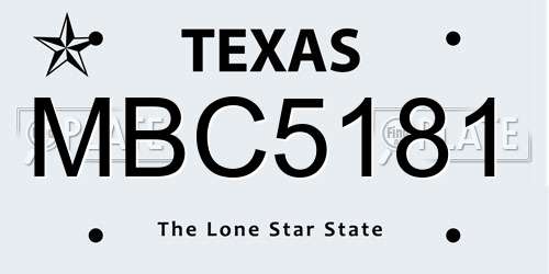 MBC5181 Texas License Plate