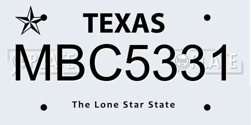 MBC5331 Texas License Plate
