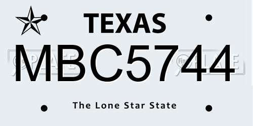 MBC5744 Texas License Plate