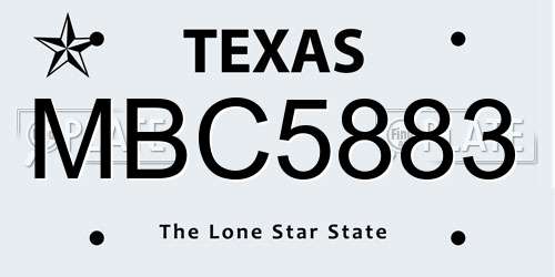 MBC5883 Texas License Plate
