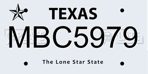 MBC5979 Texas License Plate