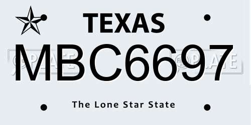 MBC6697 Texas License Plate
