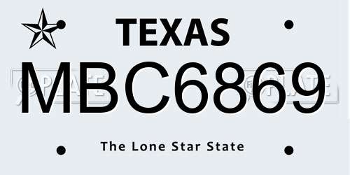 MBC6869 Texas License Plate