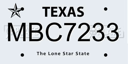 MBC7233 Texas License Plate