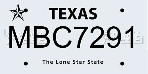 MBC7291 Texas License Plate