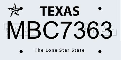MBC7363 Texas License Plate