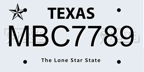 MBC7789 Texas License Plate