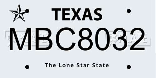MBC8032 Texas License Plate