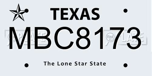 MBC8173 Texas License Plate