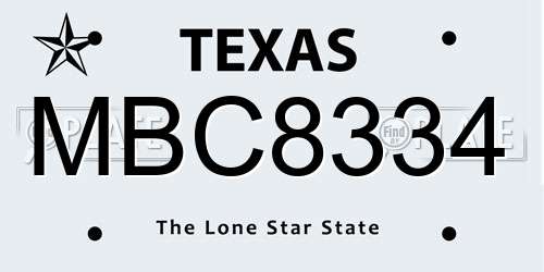 MBC8334 Texas License Plate