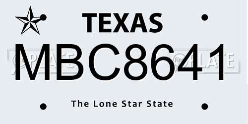 MBC8641 Texas License Plate