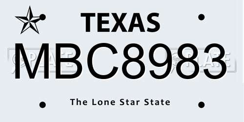 MBC8983 Texas License Plate
