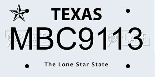 MBC9113 Texas License Plate