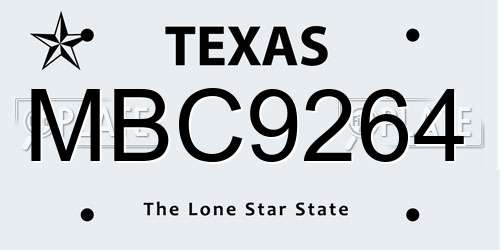 MBC9264 Texas License Plate