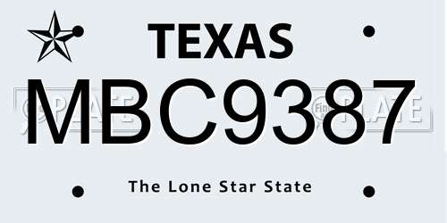 MBC9387 Texas License Plate