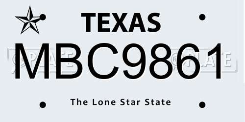 MBC9861 Texas License Plate