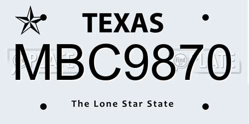MBC9870 Texas License Plate