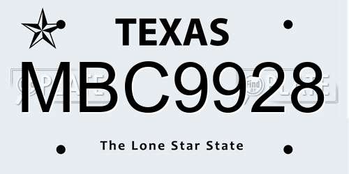 MBC9928 Texas License Plate