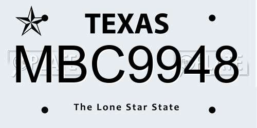 MBC9948 Texas License Plate