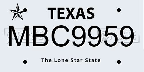 MBC9959 Texas License Plate
