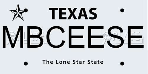MBCEESE Texas License Plate