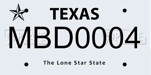 MBD0004 Texas License Plate