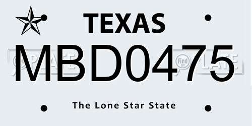 MBD0475 Texas License Plate