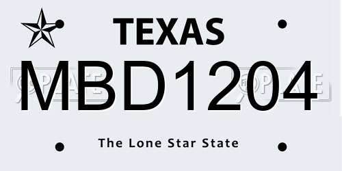MBD1204 Texas License Plate