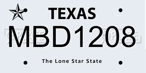 MBD1208 Texas License Plate