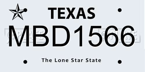 MBD1566 Texas License Plate