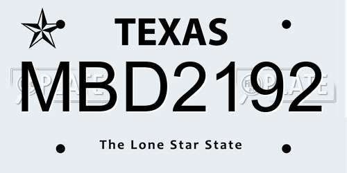 MBD2192 Texas License Plate